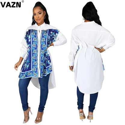 VAZN 2020 Sexy Summer Ethnic style Casual Mini Dresses Long Sleeve V-neck Deep Dress Sexy Beach Holiday Elegant Dress