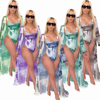 VAZN 2020 Summer Beach Wind Top Pant Matching Sets Sexy Club Birthday Outfits Sexy Pattern Print Mesh Spliced Two Piece Set