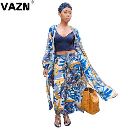 VAZN 2020 Colorful Holiday Age reduction Clothes Outfit Two Pieces Set Full Sleeve Top with Full Pant Sets