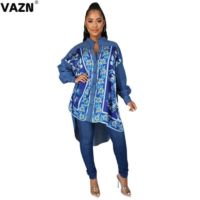 VAZN 2020 Sexy Summer Ethnic style Casual Mini Dresses Long Sleeve V-neck Deep Dress Sexy Beach Holiday Elegant Dress