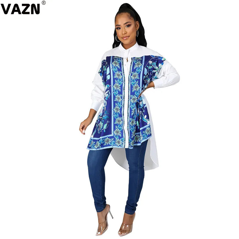 VAZN 2020 Sexy Summer Ethnic style Casual Mini Dresses Long Sleeve V-neck Deep Dress Sexy Beach Holiday Elegant Dress