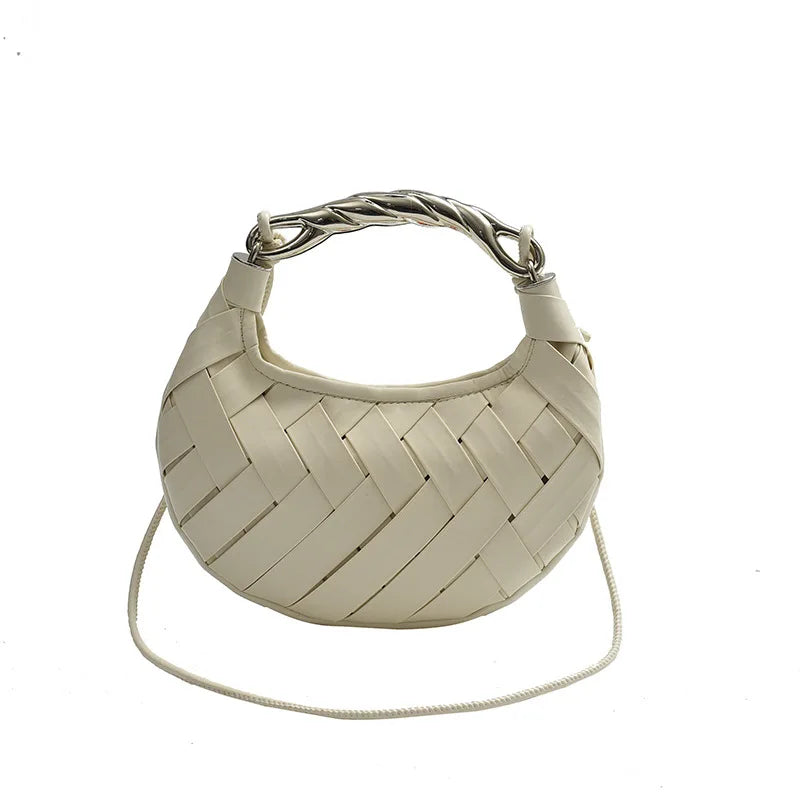 PU Leather Woven Shoulder Bags Luxury Design Women Crossbody Bag Ladies Handbag Clutch Purse Texture Fashion Dumpling Bags