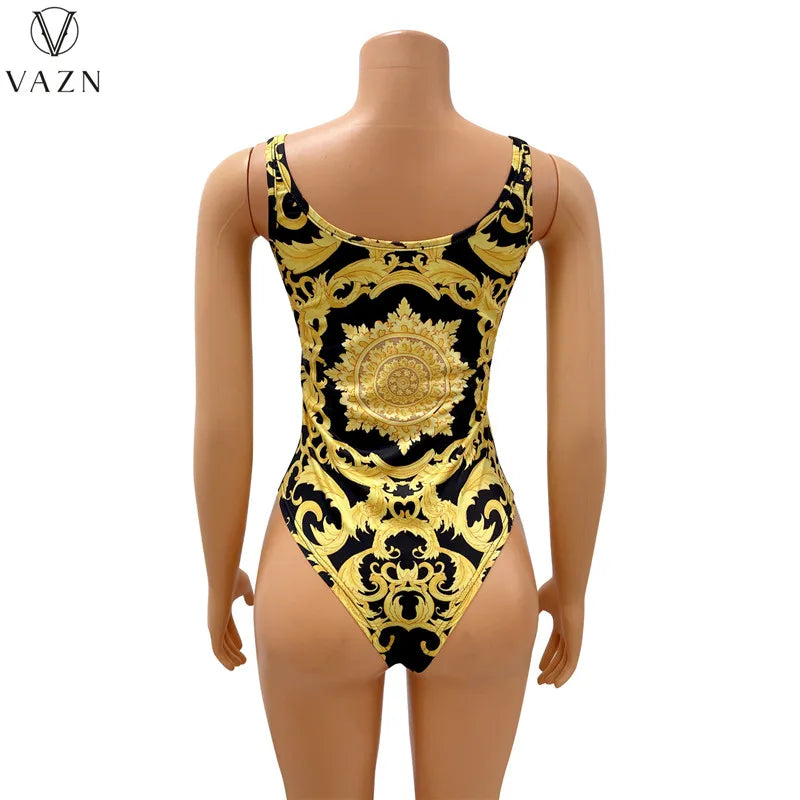 VAZN 2022 Fashion New Women Sexy Beach Style Sets Sleeveless Jumpsuits Short Pants Long Outwear Printed Two Piece Sets