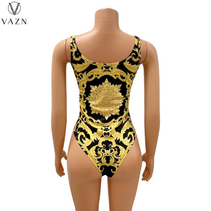 VAZN 2022 Fashion New Women Sexy Beach Style Sets Sleeveless Jumpsuits Short Pants Long Outwear Printed Two Piece Sets