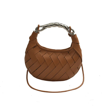 PU Leather Woven Shoulder Bags Luxury Design Women Crossbody Bag Ladies Handbag Clutch Purse Texture Fashion Dumpling Bags