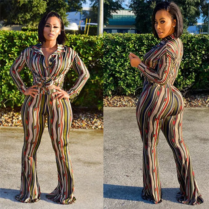 VAZN 2023 New Fashion Lady Casual Street Style 2 Piece Sets Long Sleeve Lapel Top Elastic Long Pants Printed Women Sets