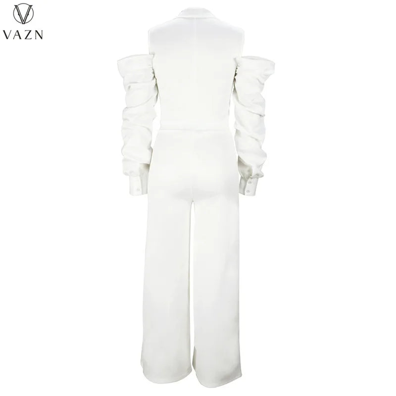 VAZN 2022 New Street Casual Style Women Suit Long Sleeve Single Breasted Shirt Elastic Long Pants Two Piece Set