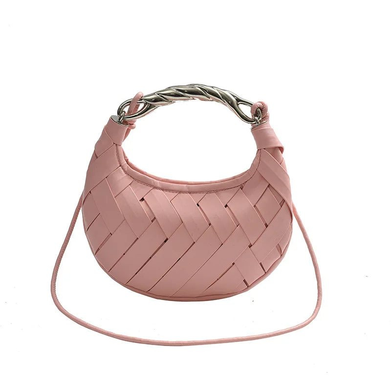 PU Leather Woven Shoulder Bags Luxury Design Women Crossbody Bag Ladies Handbag Clutch Purse Texture Fashion Dumpling Bags