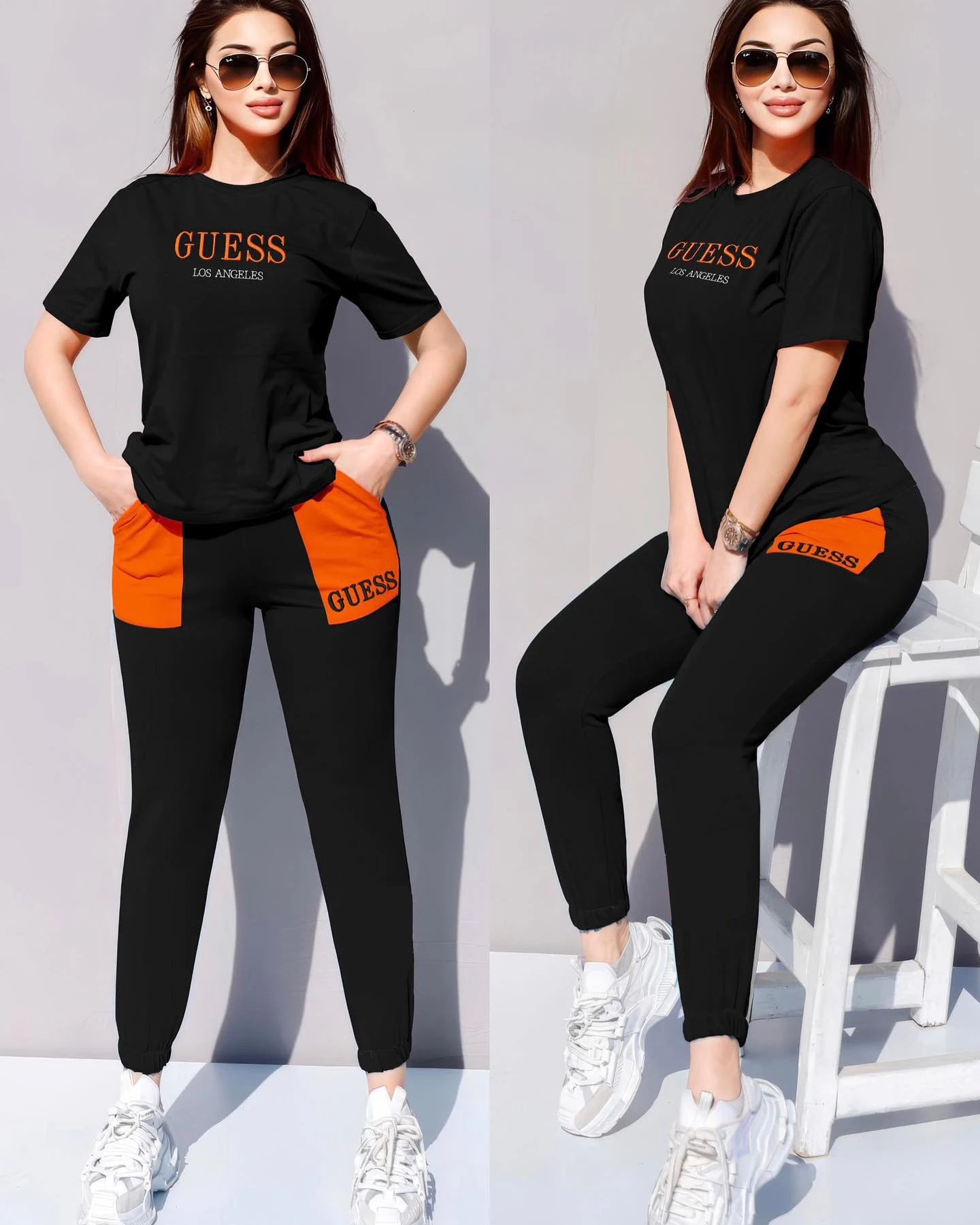 VAZN 2023 New Fashion Sexy Street Style 2 Piece Sets Sleeveless round neck short top Elastic Long Pants Printed Women Set