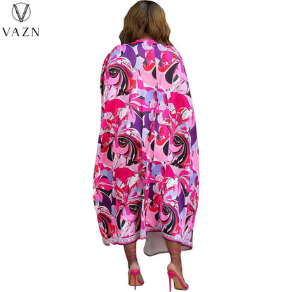 VAZN 2023 Street Casual Style Women Sets Long Sleeve Long Outwear Elastic Short Pants Lady Printed Lady Two Piece Set