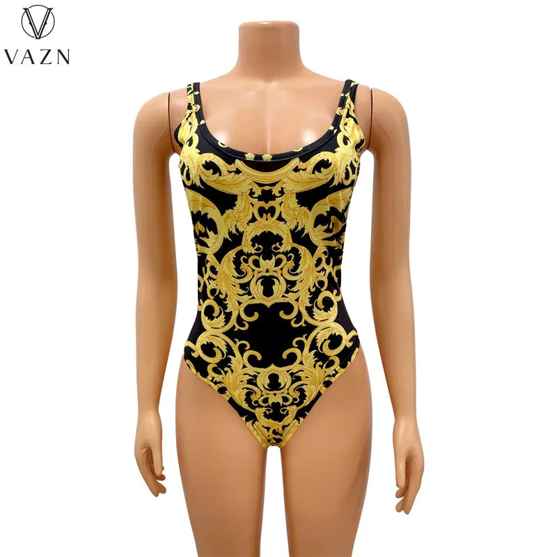 VAZN 2022 Fashion New Women Sexy Beach Style Sets Sleeveless Jumpsuits Short Pants Long Outwear Printed Two Piece Sets