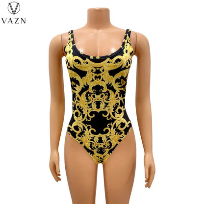 VAZN 2022 Fashion New Women Sexy Beach Style Sets Sleeveless Jumpsuits Short Pants Long Outwear Printed Two Piece Sets