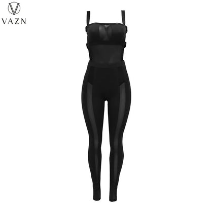 VAZN 2023 New Fashion Sexy Street Style 2 Piece Sets Sleeveless Jumpsuits Elastic Long Pants Pure Color Women Set